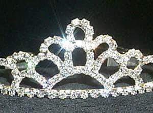A tiara with many small diamonds on it.