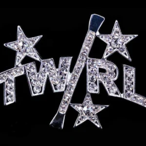 A picture of the word twirl with stars on it.