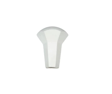 A white knob with a small, pointed top.