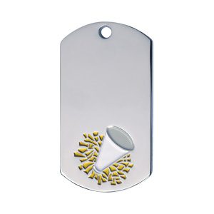 A dog tag with pills on it