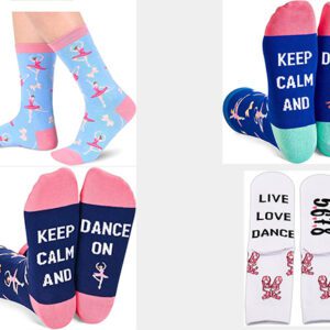 A variety of socks with different designs.