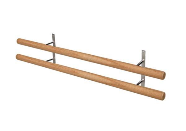 A pair of ballet bars hanging on the wall.