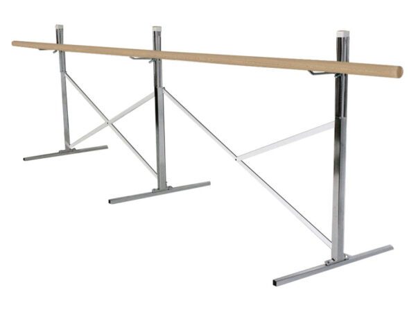 A long metal and wood bar with two bars on each side.