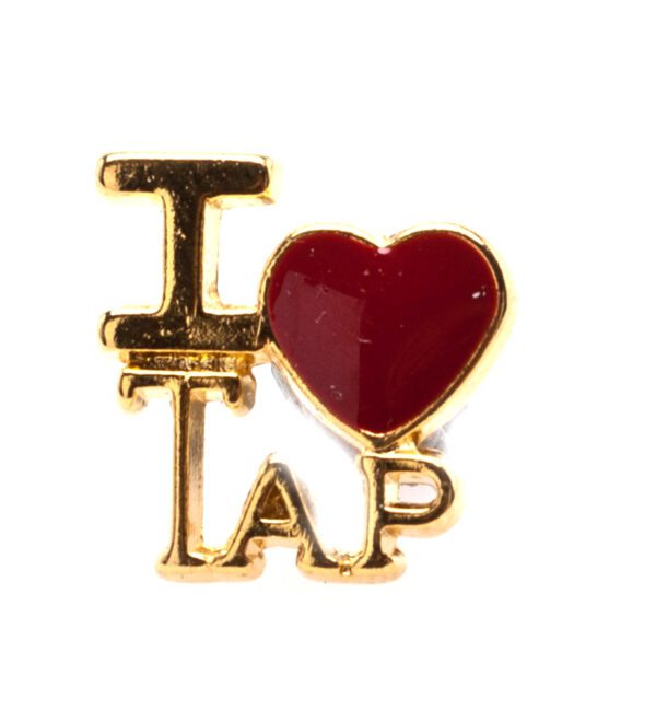 A red heart with the word " tap " in it.