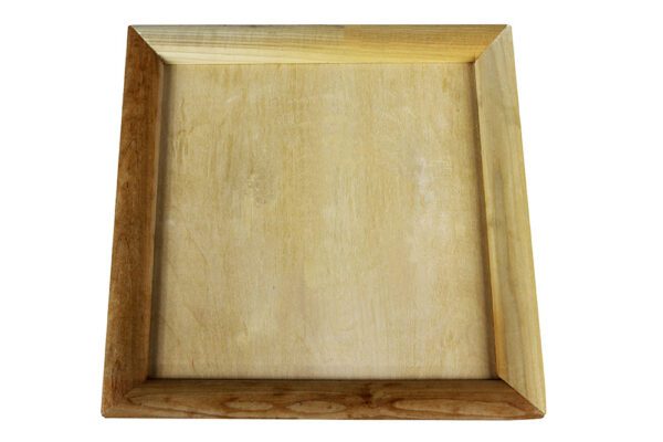 A wooden tray with a wood frame around it.