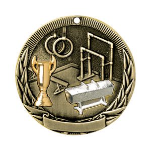 A medal with some musical instruments on it
