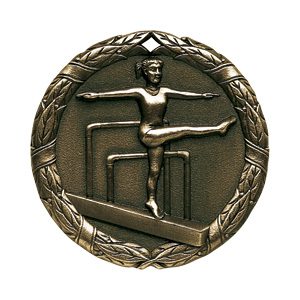 A medal with a woman on it in the center of a ring.