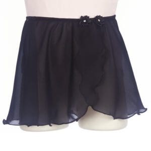 Black sheer mini skirt with a bow detail.