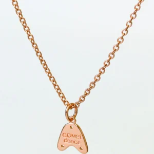 Rose gold necklace with a heart-shaped pendant inscribed 'I love you'.