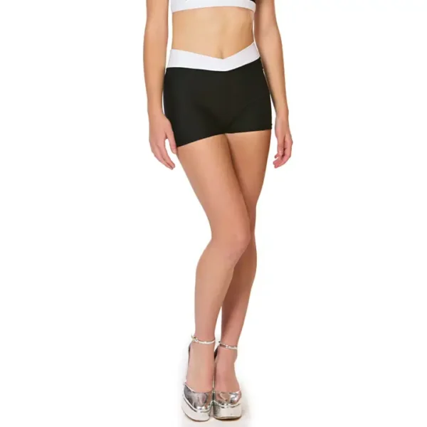 Ava V-Waist Compression Shorts - Black and White