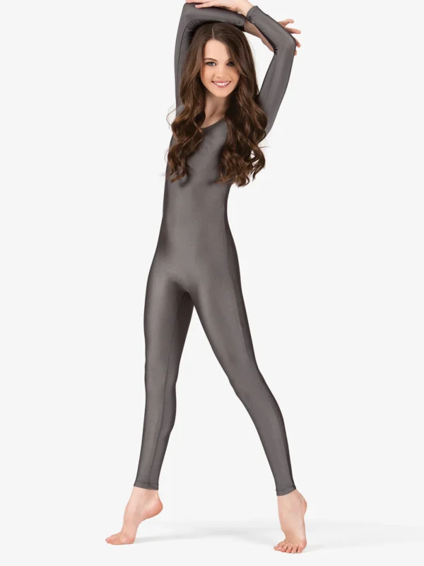 Girls Scoop Neck Nylon Long Sleeve Unitard - Image 6