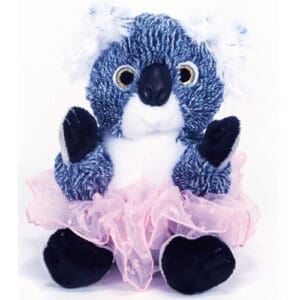 A plush penguin wearing a pink tutu.