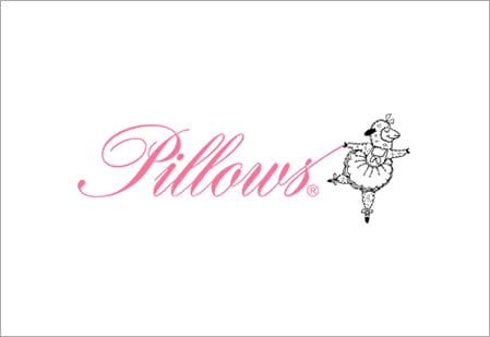 Pink cursive logo reading 'Pillows' with 'POINTES' in uppercase below.