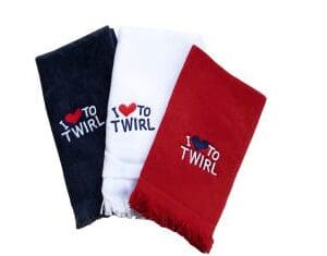 Embroidered ''I Love To Twirl'' Towel