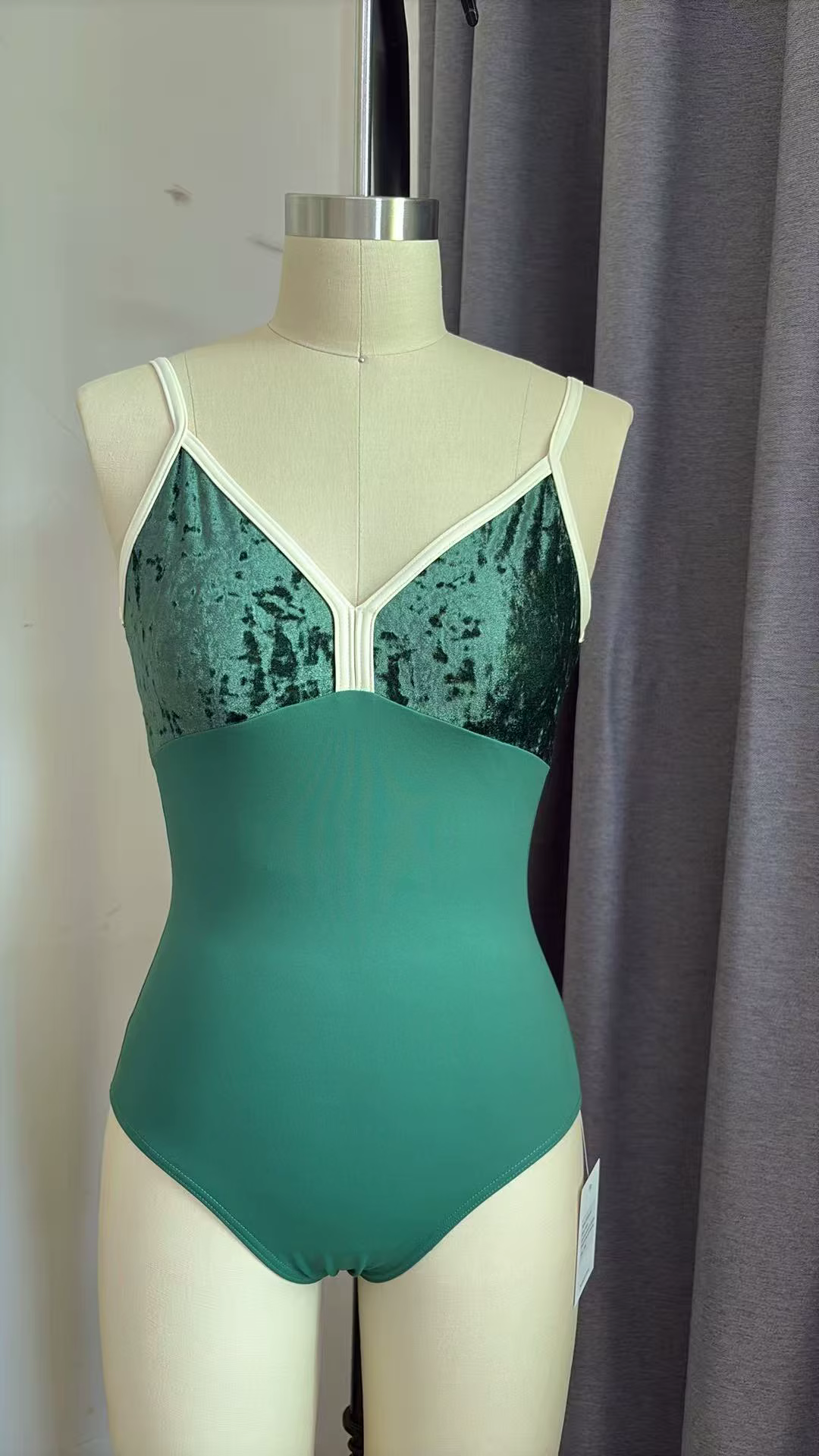 Adult Nylon/Lycra Leotard w/ Velvet Top & Contrasting Trim